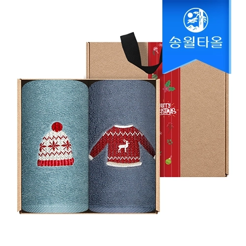 [송월타올] 크리스마스 윈터데이 2매 선물세트(크라프트+띠지)