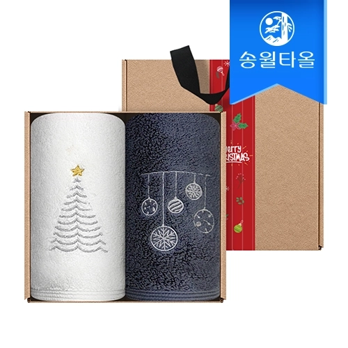 [송월타올] 크리스마스 징글벨 2매 선물세트(크라프트+띠지)