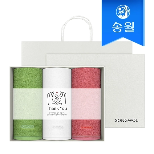 [송월타월] 베일 패키지 감사 답례품 3매세트(컬러풀)(쇼핑백 증정)
