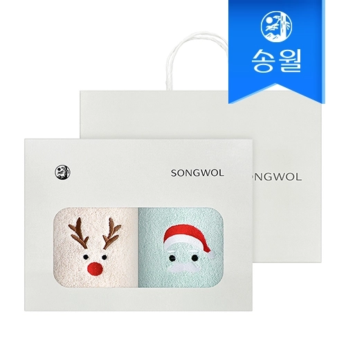 [송월타올]루돌프+눈사람+산타 2매케이스+쇼핑백 호텔용세면타올