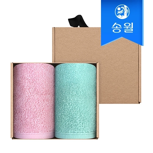 [송월타월] 항균 코튼루아 고리수건 핸드타올 2매 크라프트세트