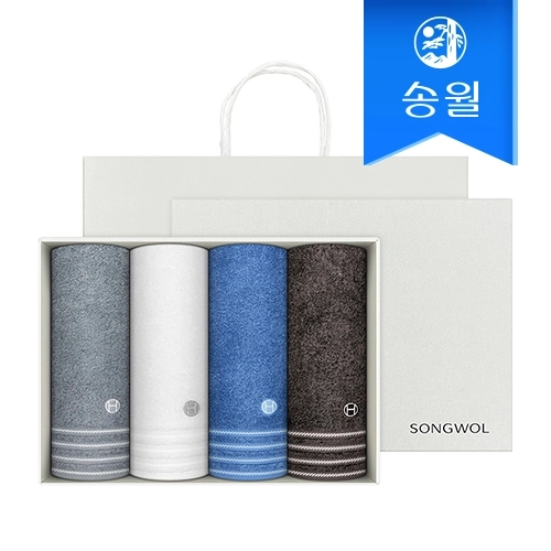 송월타월 호텔컬렉션 뉴필라라인 코마사 40수 4매세트(세트박스+쇼핑백)