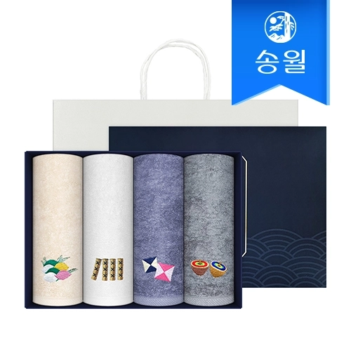 [송월타올]명절놀이 4매 선물세트(쇼핑백) 호텔타올