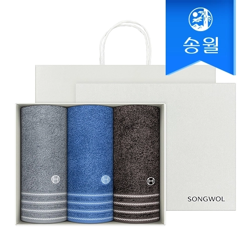 송월타월 호텔컬렉션 뉴필라라인 코마사 40수 3매세트(세트박스+쇼핑백)