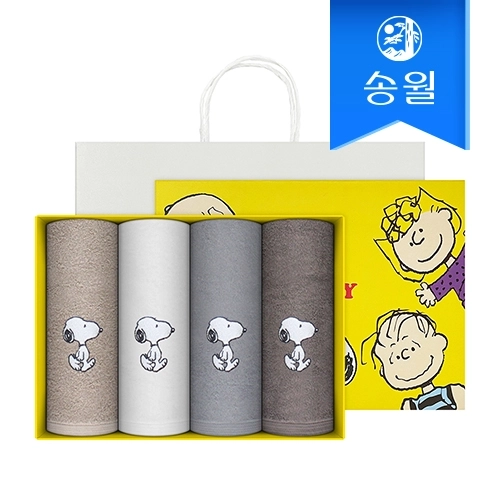 [송월타월] 스누피리버 4매 선물세트+쇼핑백 기념수건 답례품