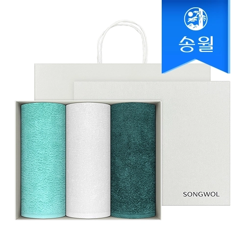 [송월타월] 엘리브 220g 40수 코마사 호텔수건 그린라인 3매세트(세트박스+쇼핑백)
