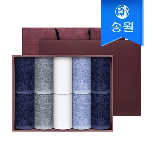 [송월타월] 항균 180g코마40수 10매 세면타올 선물세트(쇼핑백)