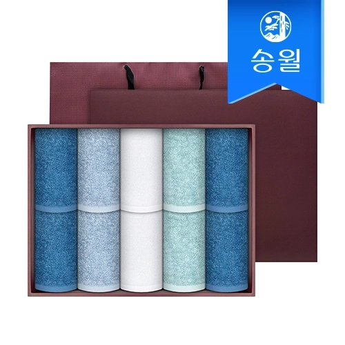 [송월타월] 항균 170g 10매 세면타올 선물세트(쇼핑백)