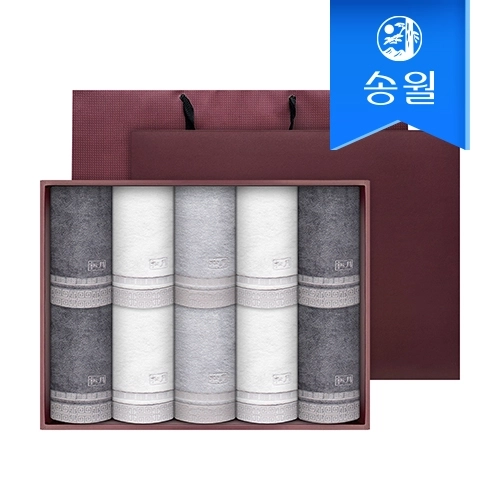 [송월타월] 격자 10매 세면타올 선물세트(쇼핑백)