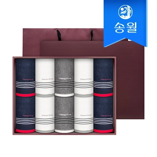 [송월타월] 카운테스마라 포라인세면 10매 세면타올 선물세트(쇼핑백)
