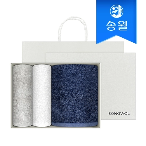 [송월타올] 기프트세트(40수바스1+뉴컬러무지2)+쇼핑백 송월타올세트