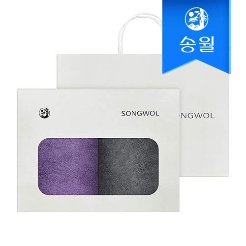[송월타올] 호텔수건 뱀부 프리미엄무지 180g 2매선물세트(쇼핑백) 기념수건 답례품 호텔용뱀부얀세면타올
