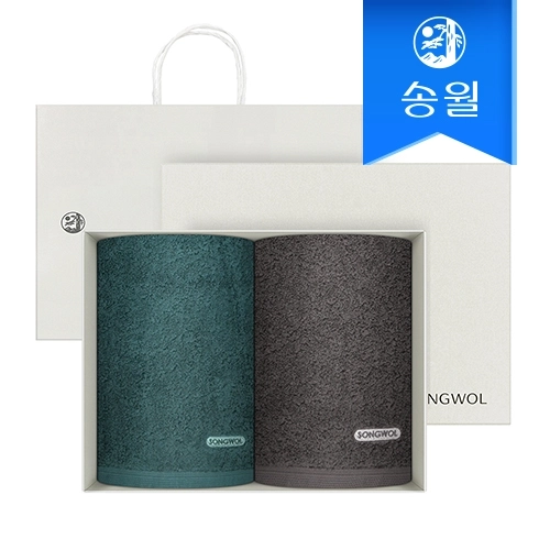 [송월타월] 포인트 200g 2매 선물세트(크림상하+쇼핑백) 답례품