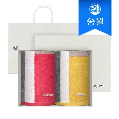[송월타월] 컬러웨이 2매 선물세트(크림상하+쇼핑백) 답례품
