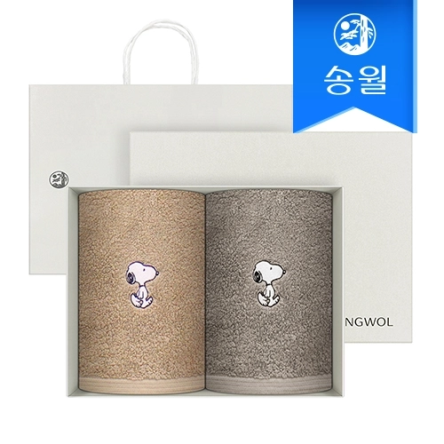 [송월타월] 스누피리버 2매 선물세트(크림상하+쇼핑백) 답례품
