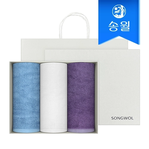 [송월타월] 뱀부 프리미엄무지 3매 선물세트+쇼핑백 답례품
