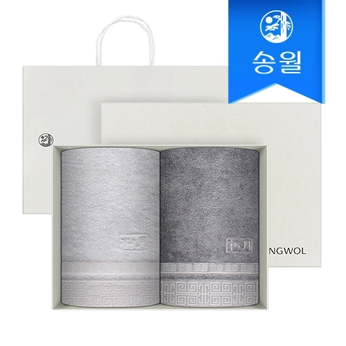 [송월타월] 격자 세면 2매 선물세트(크림상하+쇼핑백) 답례품