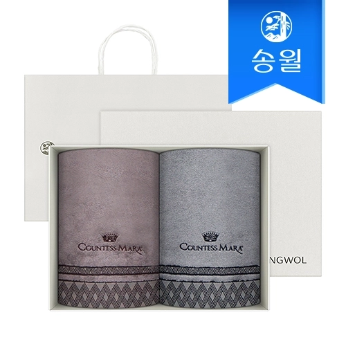 [송월타월] 카운테스마라 클래스44 2매 선물세트(크림상하+쇼핑백) 답례품