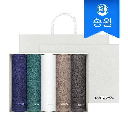 [송월타올] 코마 40수 포인트 200g 5매 선물세트(쇼핑백) 기념수건 답례품