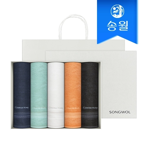 [송월타올] CM 스티치 헤링본 160g 5매 선물세트(쇼핑백) 기념수건 답례품