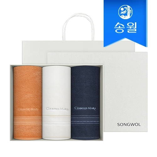 [송월타올] CM 스티치 헤링본 160g 3매 선물세트(쇼핑백) 기념수건 답례품