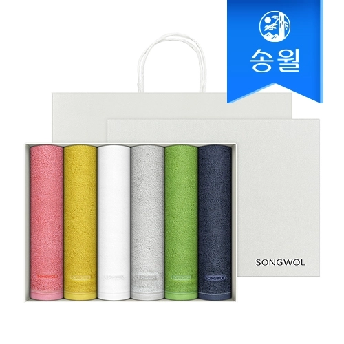 송월타올 컬러풀 170g 세면타올 6매 선물세트(쇼핑백)