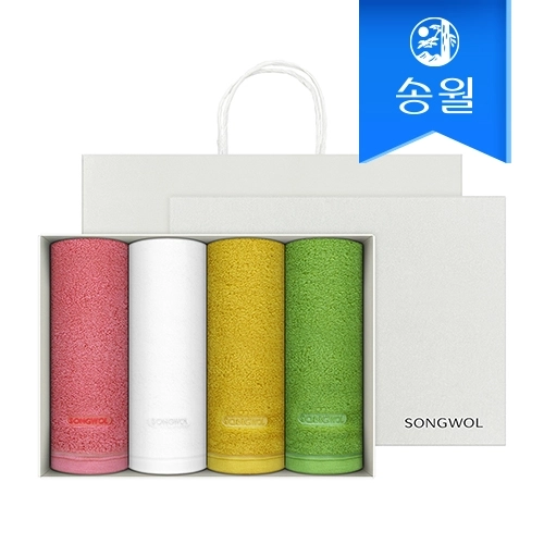 송월타올 컬러풀 170g 세면타올 4매 선물세트(쇼핑백)