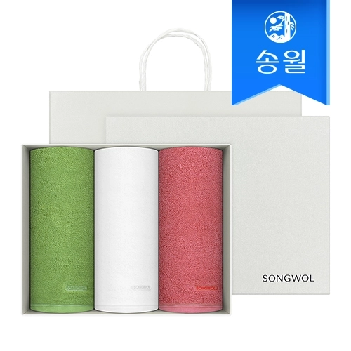 송월타올 컬러풀 170g 세면타올 3매 선물세트(쇼핑백)