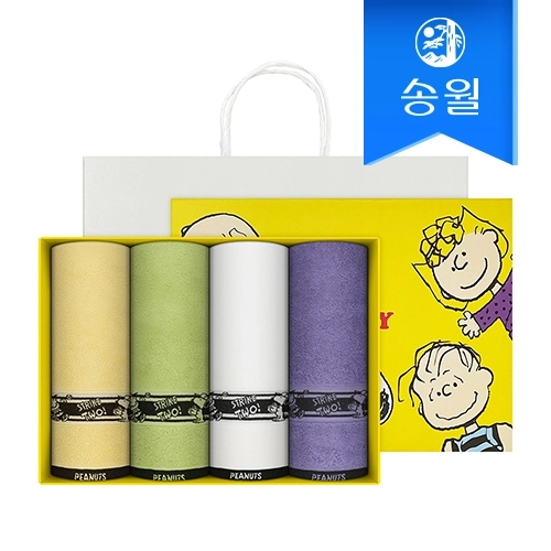 송월타올 스누피 플레이 스포츠 세면타올 4매 선물세트(쇼핑백)