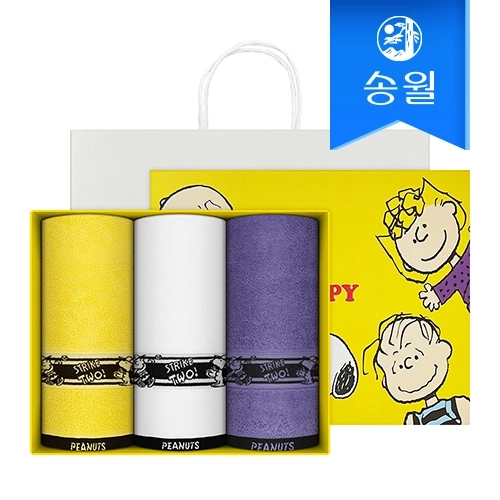 송월타올 스누피 플레이 스포츠 세면타올 3매 선물세트(쇼핑백)