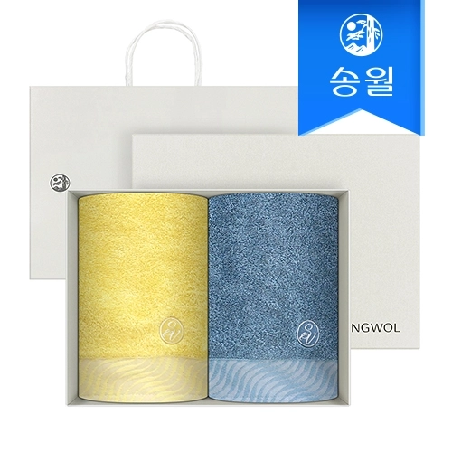 [송월타월] 샤보렌 물결 2매 선물세트(크림상하+쇼핑백) 답례품