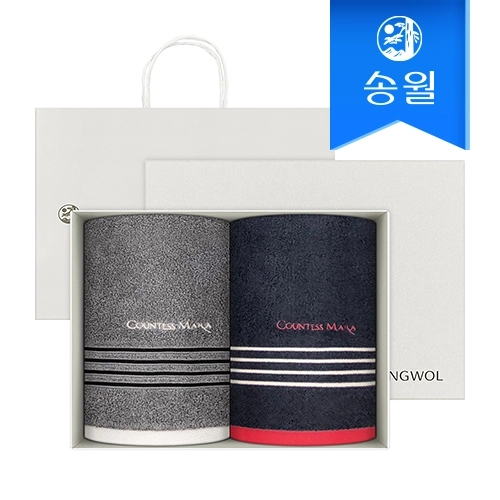 [송월타월] 카운테스마라 포라인세면 2매 선물세트(크림상하+쇼핑백) 답례품